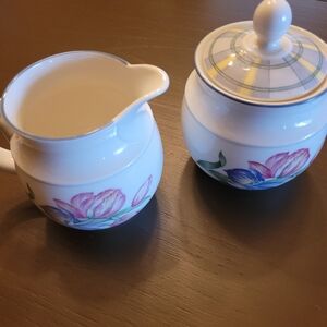 Royal Doulton Floral Creamer and Sugar Bowl Set
